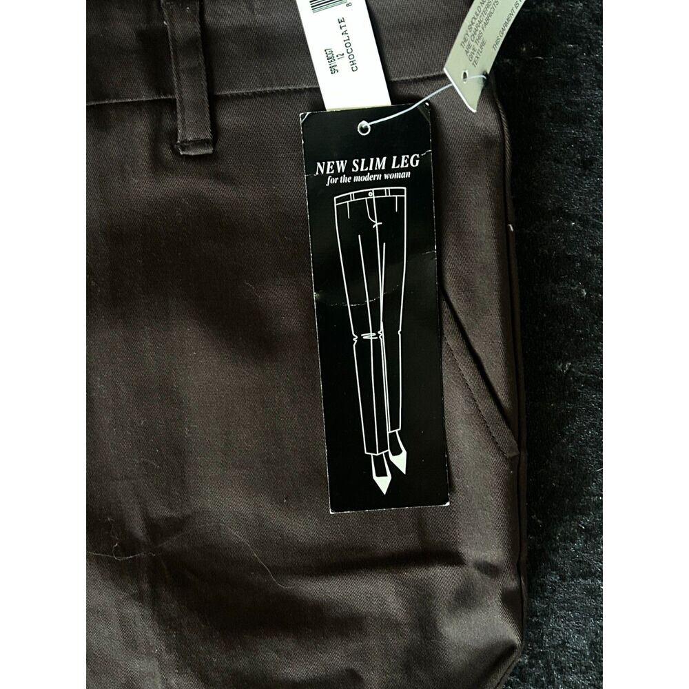 New Directions NWT Chocolate Brown Slim Leg Stretch Dress Pants Size 12 - Picture 4 of 5